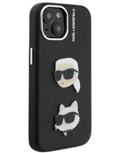 KARL LAGERFELD CARCASA GRAINED K&C HEADS IPHONE 15 NEGRO 2