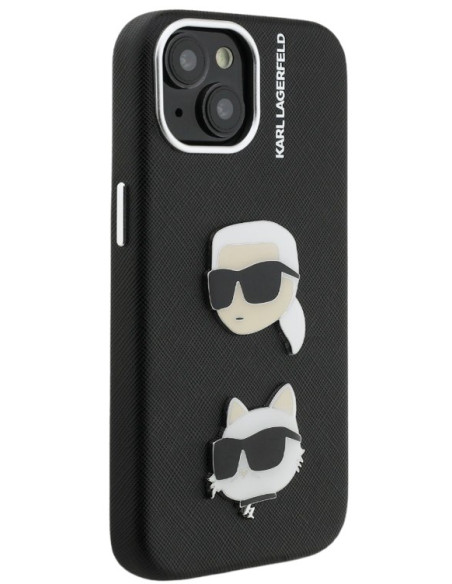 KARL LAGERFELD CARCASA GRAINED K&C HEADS IPHONE 15 NEGRO