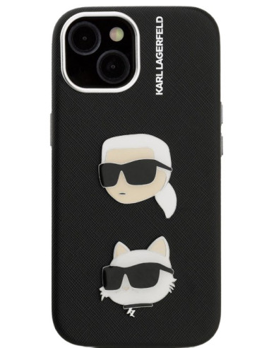 KARL LAGERFELD CARCASA GRAINED K&C HEADS IPHONE 15 NEGRO