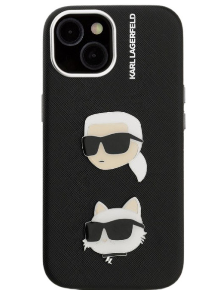 KARL LAGERFELD CARCASA GRAINED K&C HEADS IPHONE 15 NEGRO