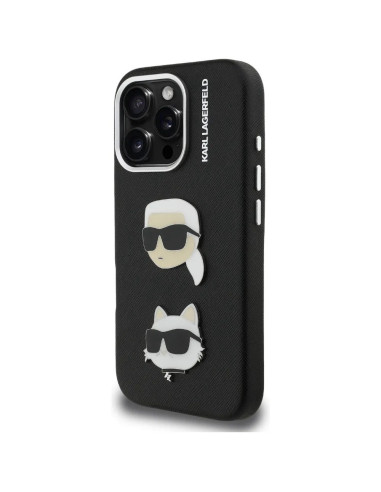 KARL LAGERFELD CARCASA GRAINED K&C HEADS IPHONE 16 PRO NEGRO