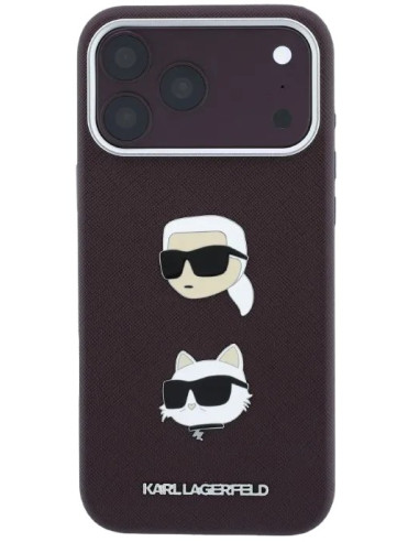 KARL LAGERFELD CARCASA GRAINED K&C HEADS IPHONE 18 PRO MAX/17 PRO MAX BURDEOS