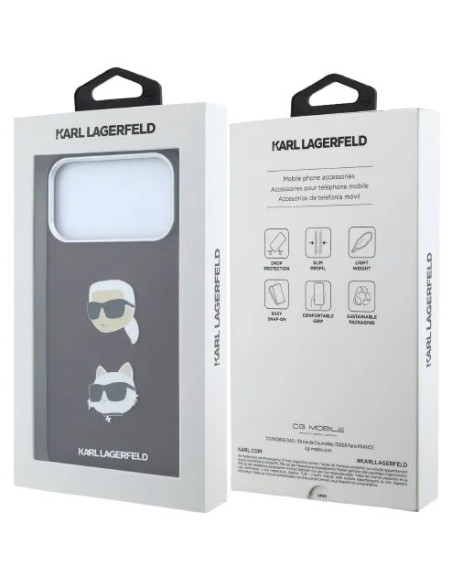 KARL LAGERFELD CARCASA GRAINED K&C HEADS IPHONE 18 PRO MAX/17 PRO MAX BURDEOS