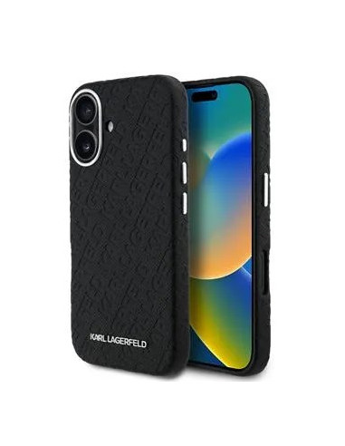 KARL LAGERFELD CARCASA GRAINED LOGO IPHONE 16 NEGRO