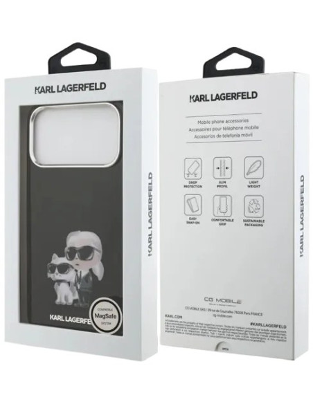 KARL LAGERFELD CARCASA MAGSAFE AQUARELLE K&C IPHONE 17 PRO MAX NEGRO