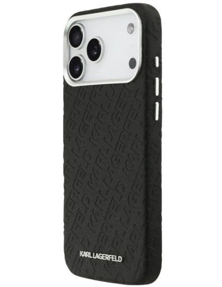 KARL LAGERFELD CARCASA MAGSAFE GRAINED REPEATED LOGO IPHONE 16 PRO MAX NEGRO