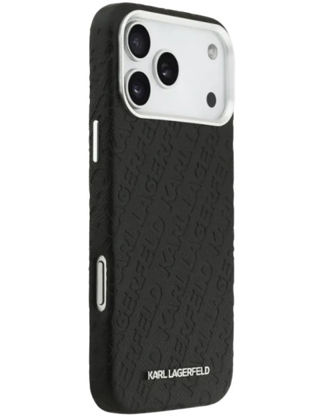 KARL LAGERFELD CARCASA MAGSAFE GRAINED REPEATED LOGO IPHONE 16 PRO MAX NEGRO