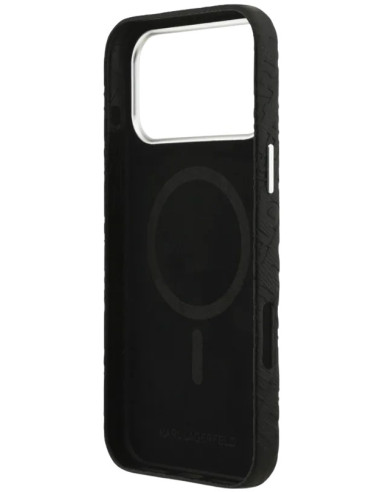 KARL LAGERFELD CARCASA MAGSAFE GRAINED REPEATED LOGO IPHONE 16 PRO MAX NEGRO