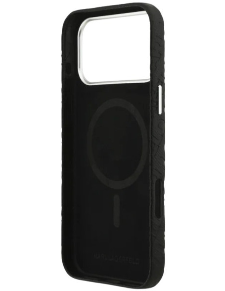 KARL LAGERFELD CARCASA MAGSAFE GRAINED REPEATED LOGO IPHONE 16 PRO MAX NEGRO