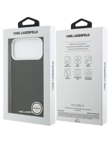 KARL LAGERFELD CARCASA MAGSAFE GRAINED REPEATED LOGO IPHONE 16 PRO MAX NEGRO