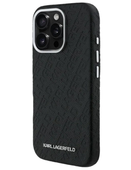 KARL LAGERFELD CARCASA MAGSAFE GRAINED REPEATED LOGO IPHONE 16 PRO NEGRO