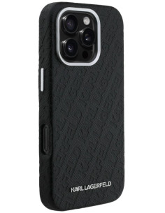 KARL LAGERFELD CARCASA MAGSAFE GRAINED REPEATED LOGO IPHONE 16 PRO NEGRO 2