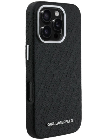 KARL LAGERFELD CARCASA MAGSAFE GRAINED REPEATED LOGO IPHONE 16 PRO NEGRO