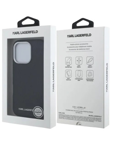 KARL LAGERFELD CARCASA MAGSAFE GRAINED REPEATED LOGO IPHONE 16 PRO NEGRO
