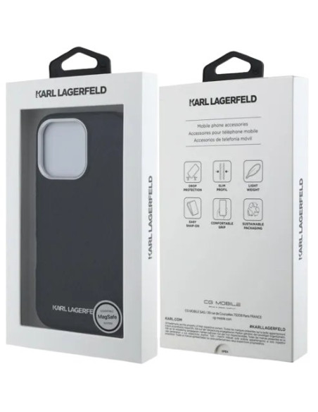 KARL LAGERFELD CARCASA MAGSAFE GRAINED REPEATED LOGO IPHONE 16 PRO NEGRO
