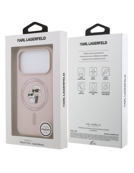 KARL LAGERFELD CARCASA MAGSAFE K&C IPHONE 17 PRO ROSA