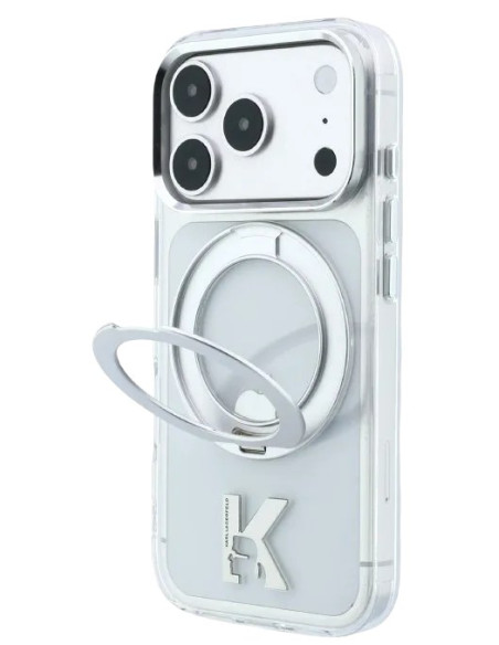 KARL LAGERFELD CARCASA MAGSAFE SOPORTE 360º K LOGO IPHONE 18 PRO/17 PRO