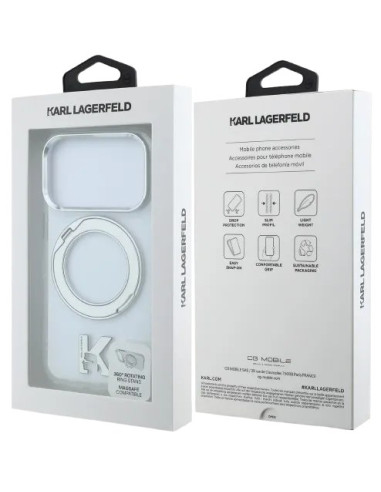 KARL LAGERFELD CARCASA MAGSAFE SOPORTE 360º K LOGO IPHONE 18 PRO/17 PRO
