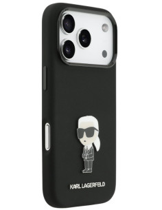 KARL LAGERFELD CARCASA METAL IKONIK IPHONE 17 PRO NEGRO 2