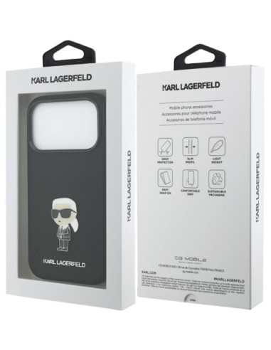 KARL LAGERFELD CARCASA METAL IKONIK IPHONE 17 PRO NEGRO