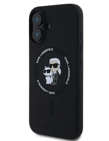 KARL LAGERFELD CARCASA SILICONE MAGSAFE K&C IPHONE 16 NEGRO