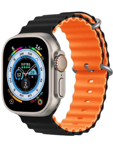 DEVIA CORREA SILICONE TWO-TONE SPORT6 APPLE WATCH 38/40/41mm  NEGRO/NARANJA