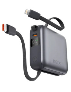KSIX BATERIA AUXILIAR 10000mAh / PD 22,5W / DISPLAY/ CABLE USBc + LIGHTNING
