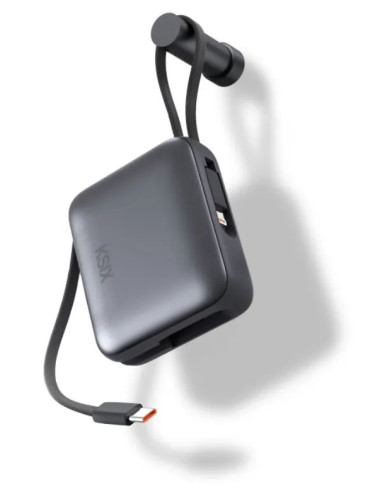 KSIX BATERIA AUXILIAR 10000mAh / PD 22,5W / DISPLAY/ CABLE USBc + LIGHTNING