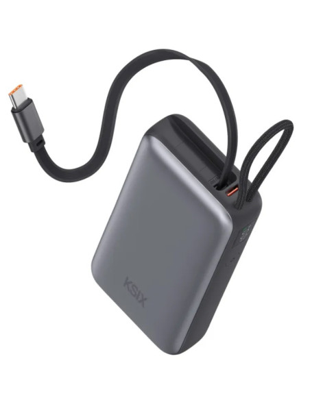 KSIX BATERIA AUXILIAR 10000mAh PD 35W / DISPLAY + CABLE RETRÁCTIL USBc