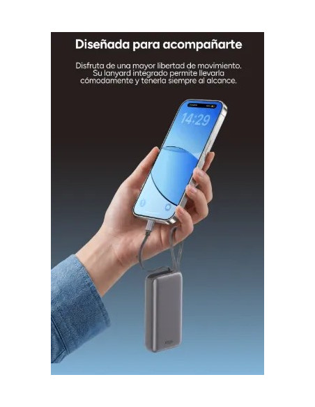 KSIX BATERIA AUXILIAR 10000mAh PD 35W / DISPLAY + CABLE RETRÁCTIL USBc