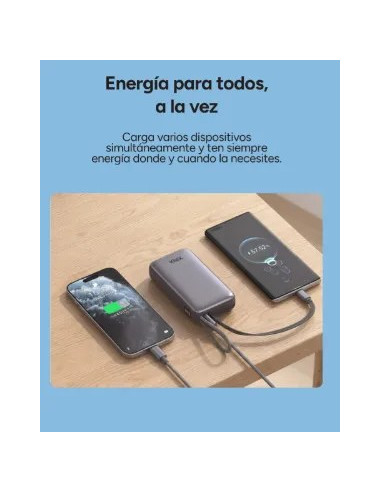 KSIX BATERIA AUXILIAR 10000mAh PD 35W / DISPLAY + CABLE RETRÁCTIL USBc