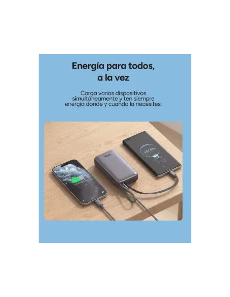 KSIX BATERIA AUXILIAR 10000mAh PD 35W / DISPLAY + CABLE RETRÁCTIL USBc