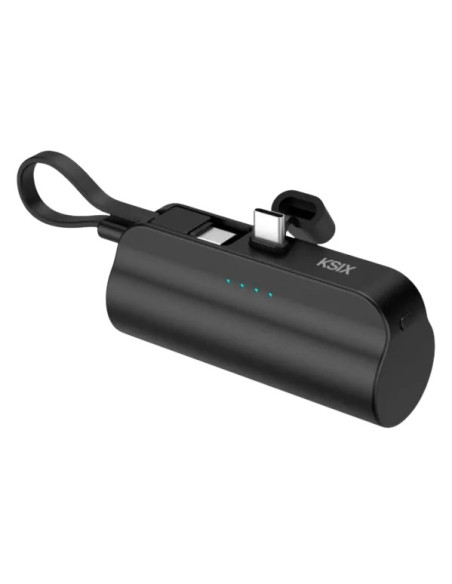 KSIX BATERIA AUXILIAR MINI / CABLE USB-C & SOPORTE INTEGRADO / 5000 mAh