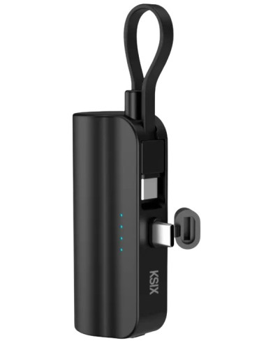 KSIX BATERIA AUXILIAR MINI / CABLE USB-C & SOPORTE INTEGRADO / 5000 mAh