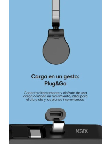 KSIX BATERIA AUXILIAR MINI / CABLE USB-C & SOPORTE INTEGRADO / 5000 mAh