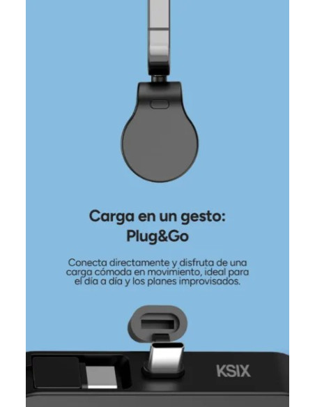 KSIX BATERIA AUXILIAR MINI / CABLE USB-C & SOPORTE INTEGRADO / 5000 mAh
