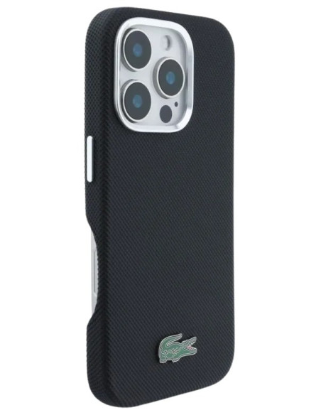 LACOSTE CARCASA MAGSAFE METAL LOGO IPHONE 16 PRO MAX NEGRO