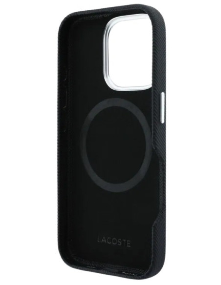 LACOSTE CARCASA MAGSAFE METAL LOGO IPHONE 16 PRO MAX NEGRO