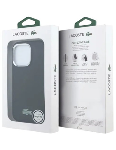LACOSTE CARCASA MAGSAFE METAL LOGO IPHONE 16 PRO MAX NEGRO