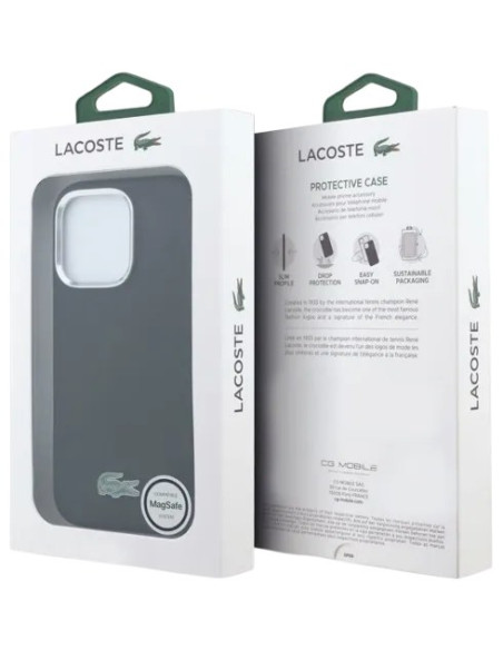 LACOSTE CARCASA MAGSAFE METAL LOGO IPHONE 16 PRO MAX NEGRO