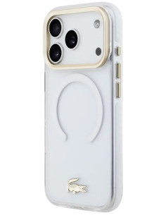 LACOSTE CARCASA MAGSAFE SHOCKPROOF IPHONE 18 PRO MAX/17 PRO MAX DORADO/BLANCO