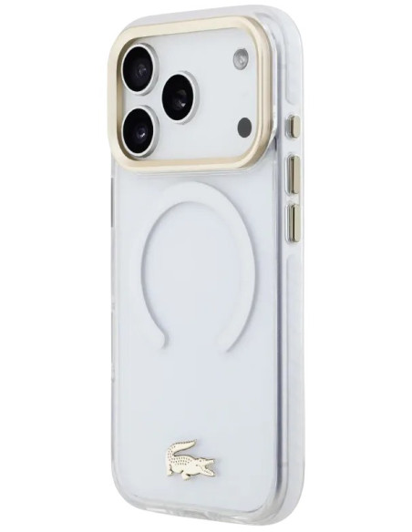 LACOSTE CARCASA MAGSAFE SHOCKPROOF IPHONE 18 PRO MAX/17 PRO MAX DORADO/BLANCO