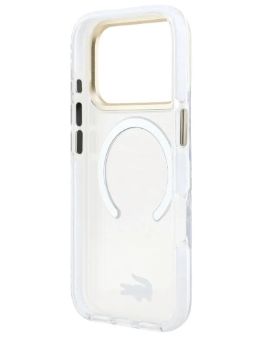 LACOSTE CARCASA MAGSAFE SHOCKPROOF IPHONE 18 PRO MAX/17 PRO MAX DORADO/BLANCO