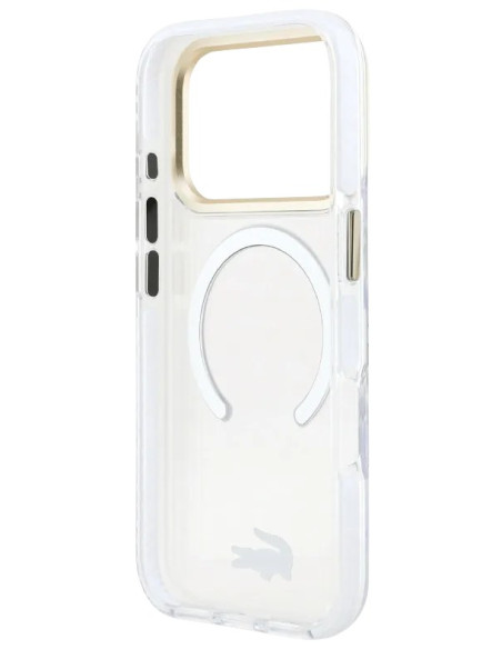 LACOSTE CARCASA MAGSAFE SHOCKPROOF IPHONE 18 PRO MAX/17 PRO MAX DORADO/BLANCO