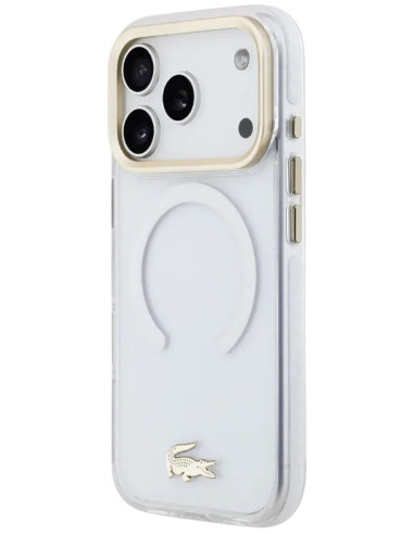 LACOSTE CARCASA MAGSAFE SHOCKPROOF IPHONE 18 PRO/17 PRO DORADO/BLANCO