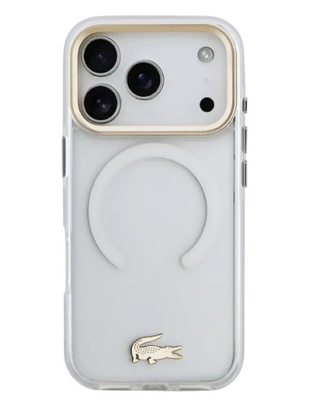 LACOSTE CARCASA MAGSAFE SHOCKPROOF IPHONE 18 PRO/17 PRO DORADO/BLANCO
