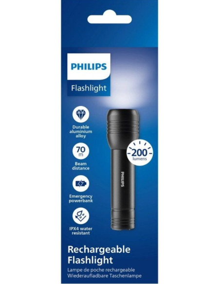 PHILIPS LINTERNA LED PRO 200 lumens / POWERBANK/BATERÍA RECARGABLE
