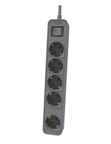 PHILIPS REGLETA 5 TOMAS CON INTERRUPTOR 1,5m GRIS