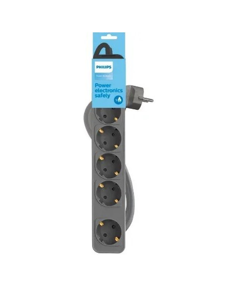 PHILIPS REGLETA 5 TOMAS CON INTERRUPTOR 1,5m GRIS