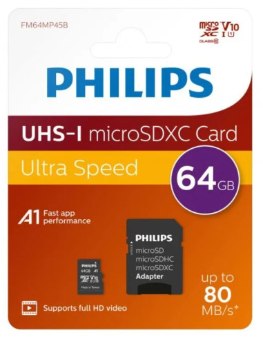 PHILIPS TARJETA MICRO SDXC 64GB